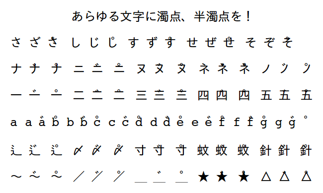 パソコン つ に 濁点